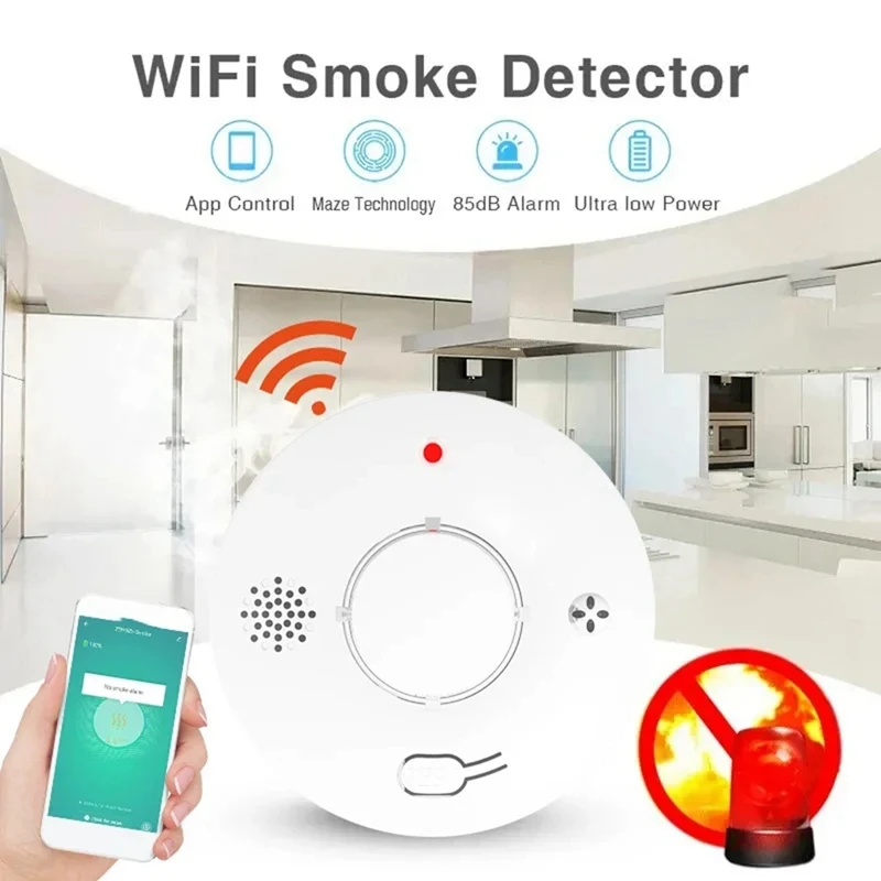 Tuya Smoke Alarm Fire Protection Smoke Detector Smokehouse Combination Fire Alarm Home Security System