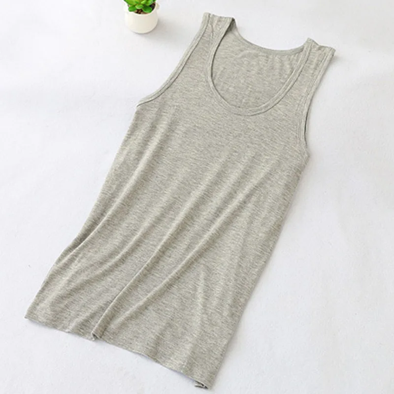 

Summer Thin Homewear Round Neck Sleep Tops Solid Color Home Clothes Casual Loose Nightwear Men Sleeveless Modal Sleepwear