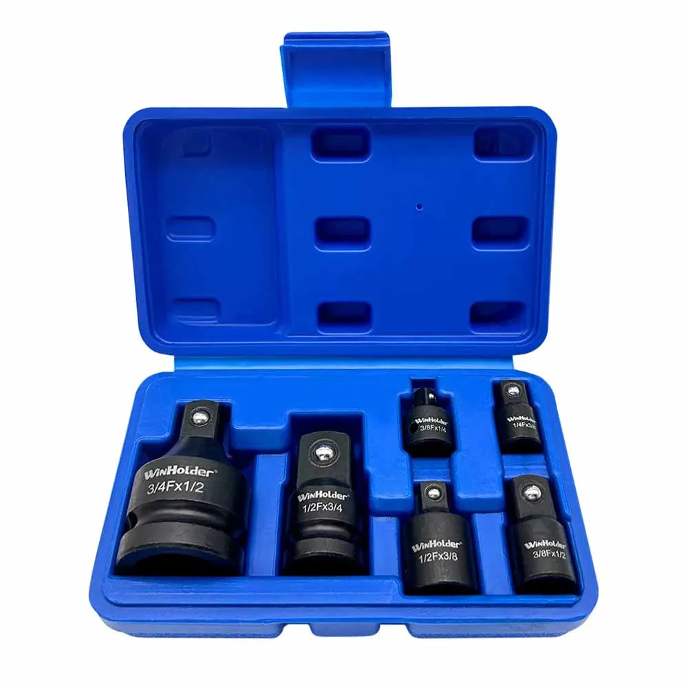 전문 6Pcs 임팩트 소켓 렌치 어댑터 세트 1/4 3/8 1/2 3/4 인치 스퀘어 드라이브 어댑터 감속기 스패너 도구 ﻿ 케이스 포함
