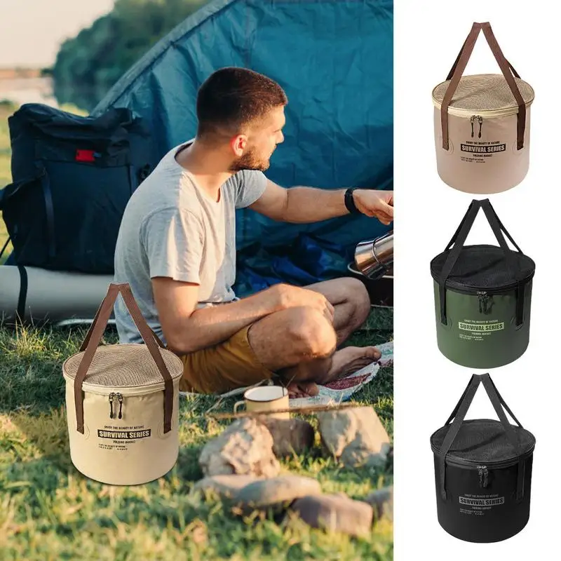 Foldable Camp Bucket 22L Camping Storage Folding Bucket Portable Wash Basin Bucket For Fishing Hiking Picnics