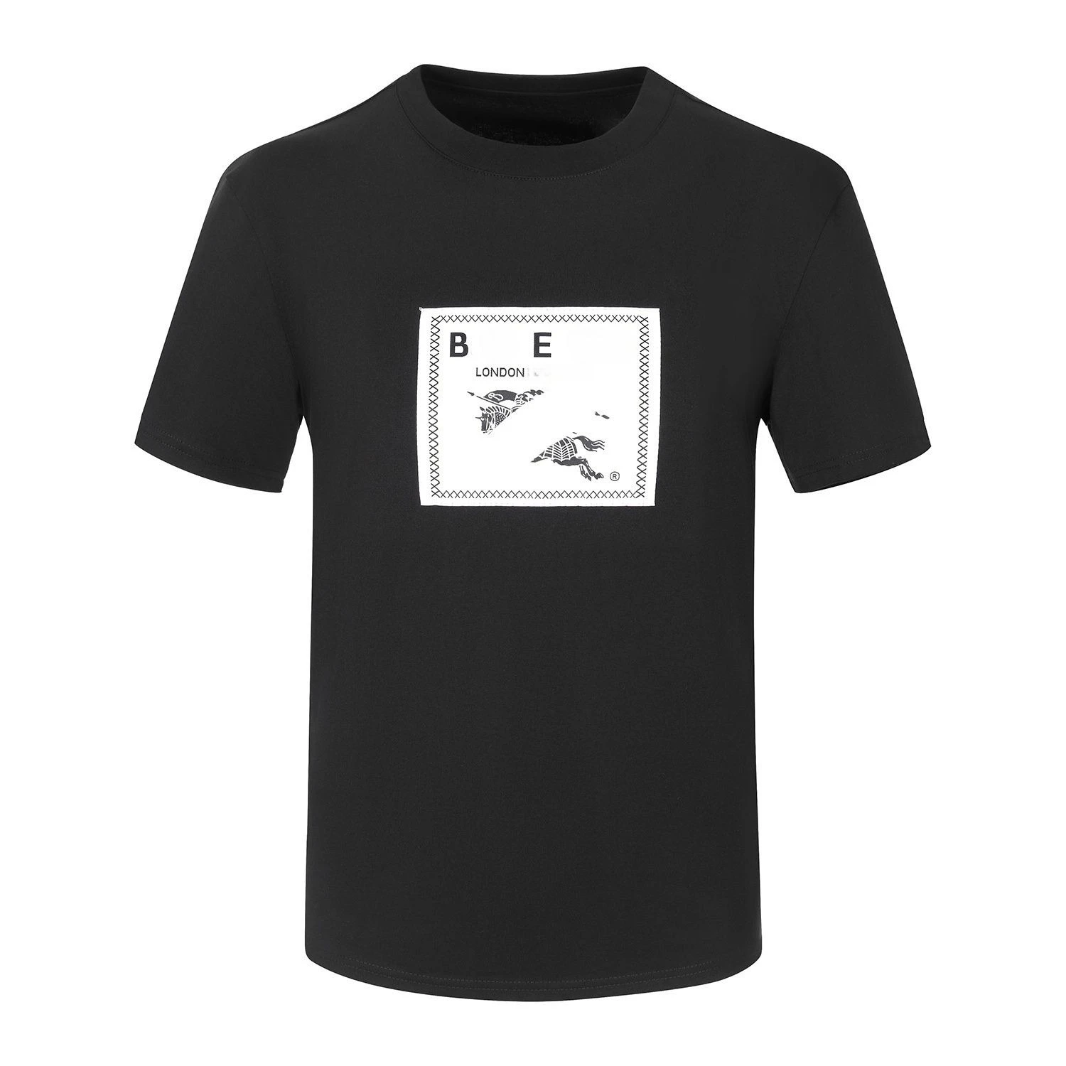 2026 Retro decorative animal sketch pattern border and square men's and women's casual street style T-shirt