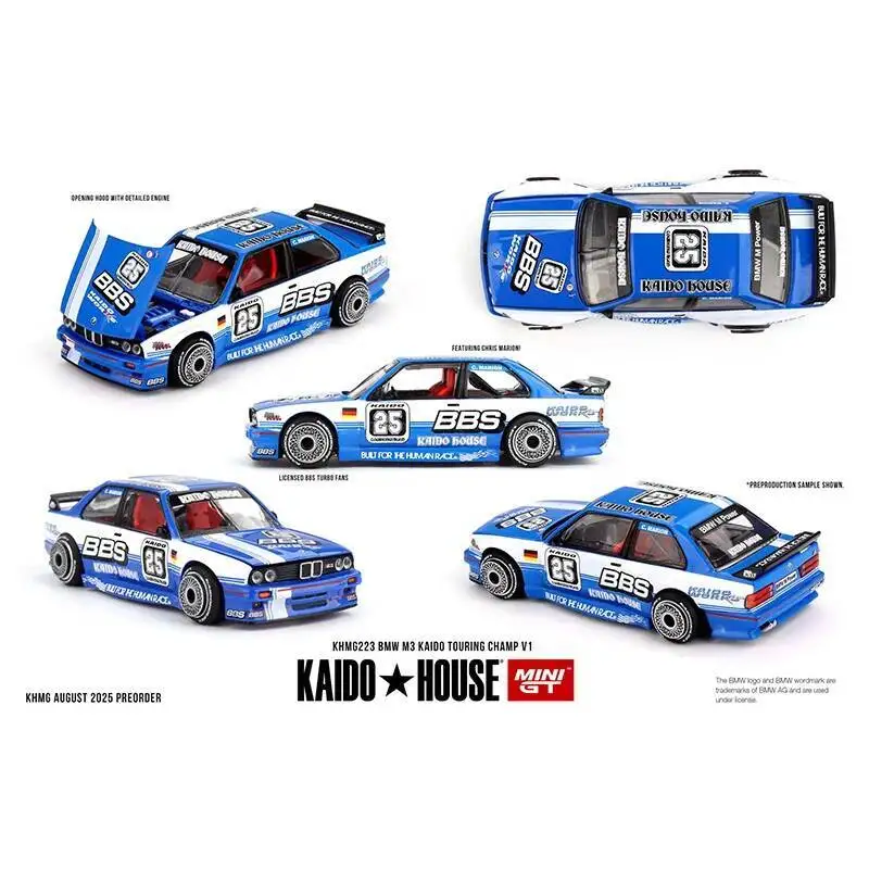 

Предпродажа KHMG 223 1:64 BMW M3 Kaido Touring Champ V1, модель автомобиля Kaido House MINIGT, открывающийся капюшон, литой под давлением