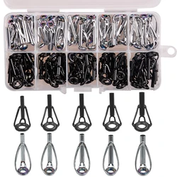 50/100PCS Fishing Rod Tips Repair Kit Rod Top Tip Replacement stainless steel Ceramic Ring Fishing Pole eyelets repair kit