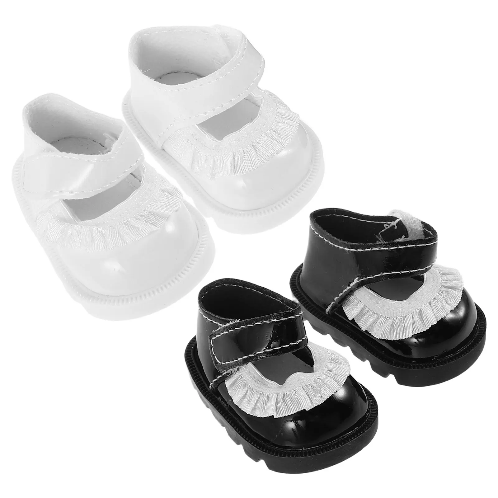 

2Pairs Mini Shoes Lace Trim Replacement Shoes for 20Cm Newborn Girl Dress Up Accessories Mini House Scene Props Miniature Shoe