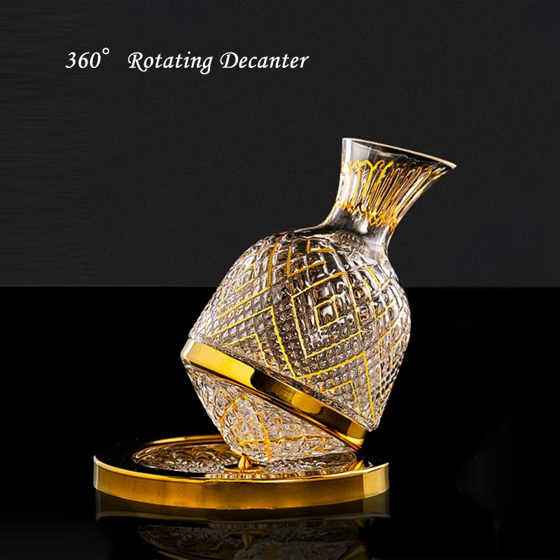 High Grade Crystal Glass Decanter 360 Rotating Tumbler 1500ml Dispenser Champagne Whisky Wine Bottle Gift Bar Decorate Glassware