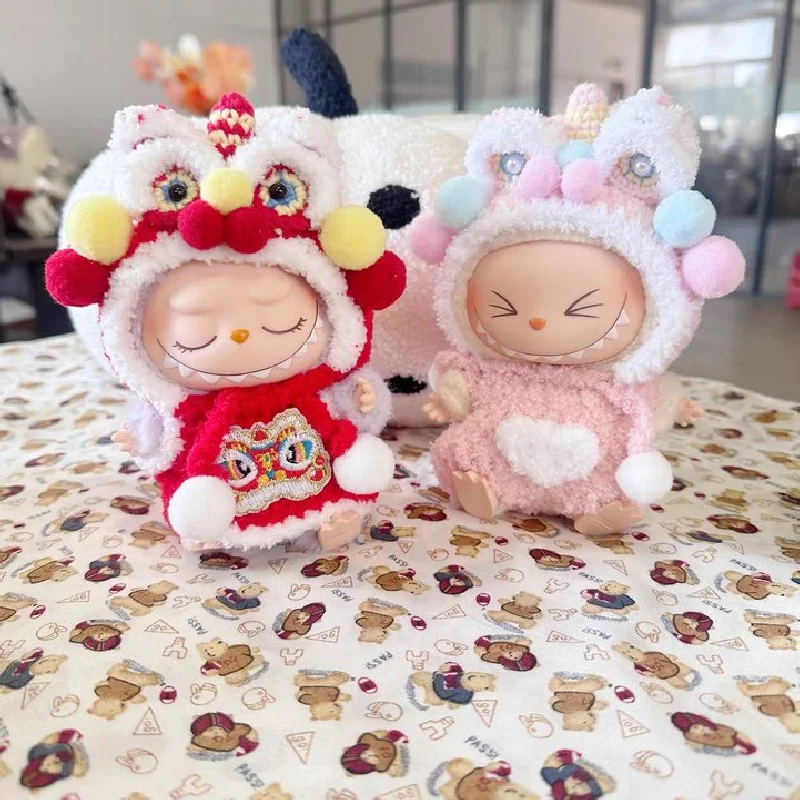 【Only clothes】 Labubu New Year Clothes Festive pure Handmade Awakened Lion Dance Suit Labubu Accessories V1 V2