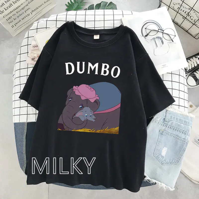 Movie Dumbo Shirt for Women Funny Cartoon Flying Elephant T-shirt High Quality Unisex Graphic Tee Short Sleeve Summer 2024