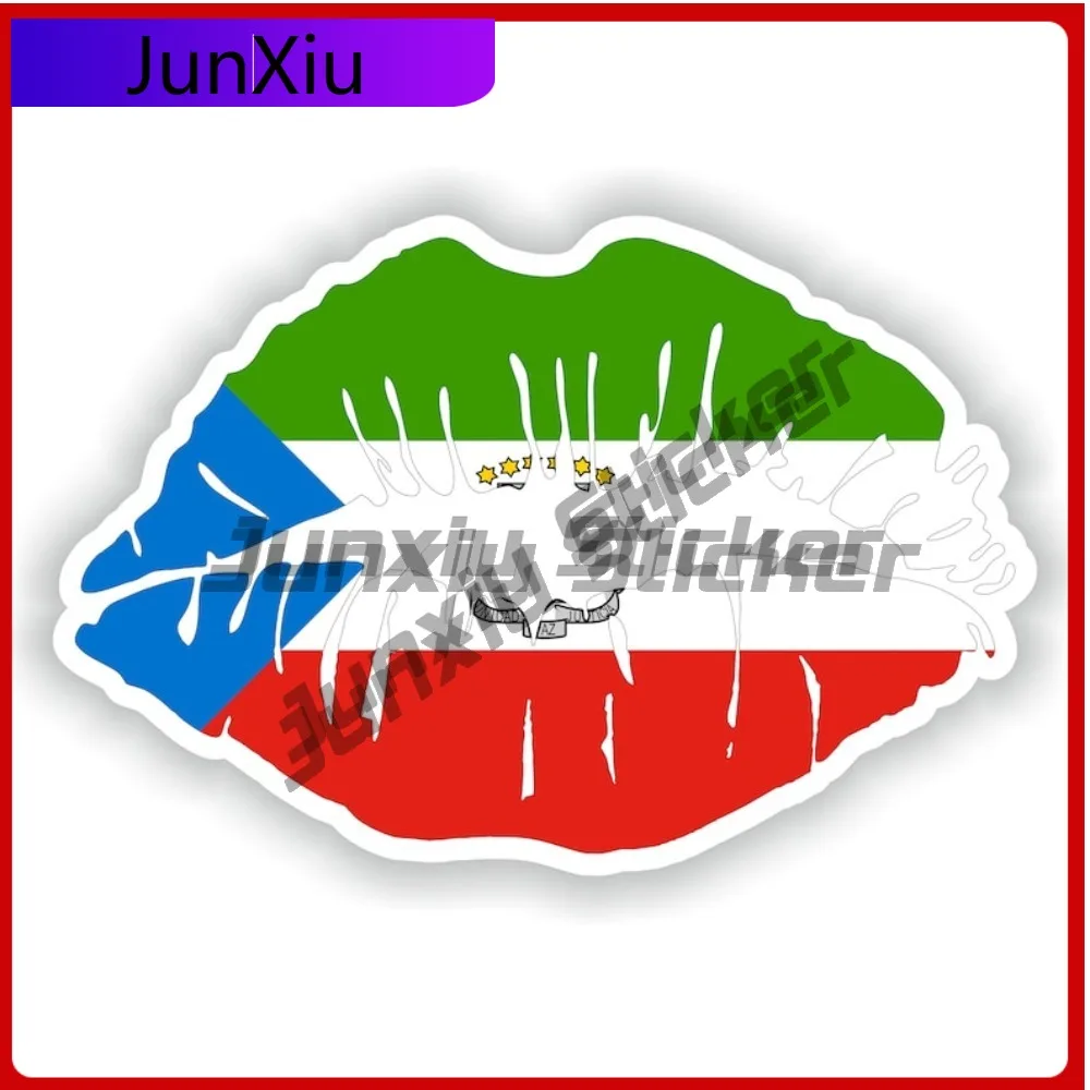 

Equatorial Guinea Flag Lips National Emblem Sticker Vacation Stickers Scratch-proof Decor Decoration Funny Rv Suv Camping Sticke