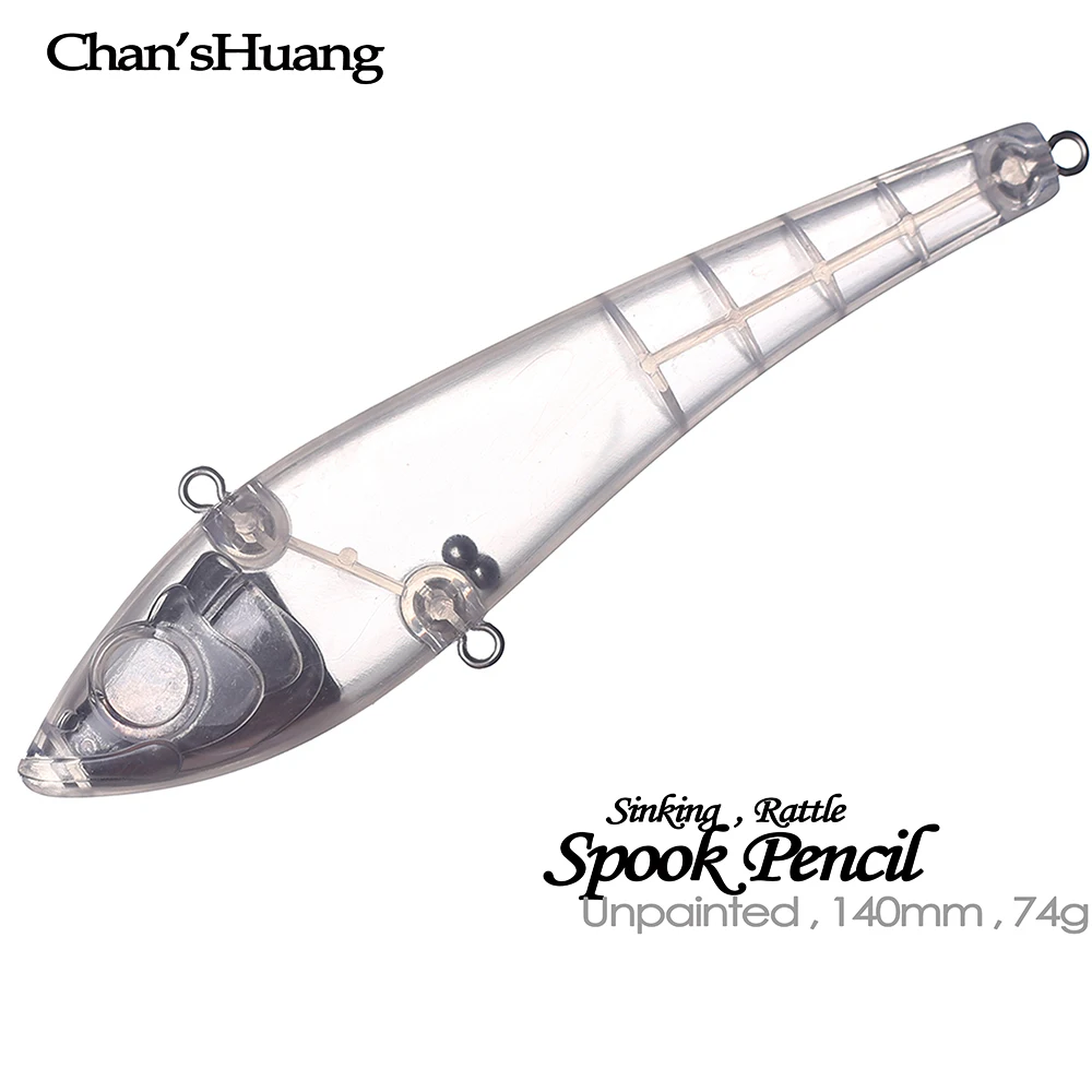 huang chan sem pintura em branco isca isca artificial pesca afundando chocalho fantasma lapis modelo faca voce mesmo artesanal 14cm 74g pcs 01