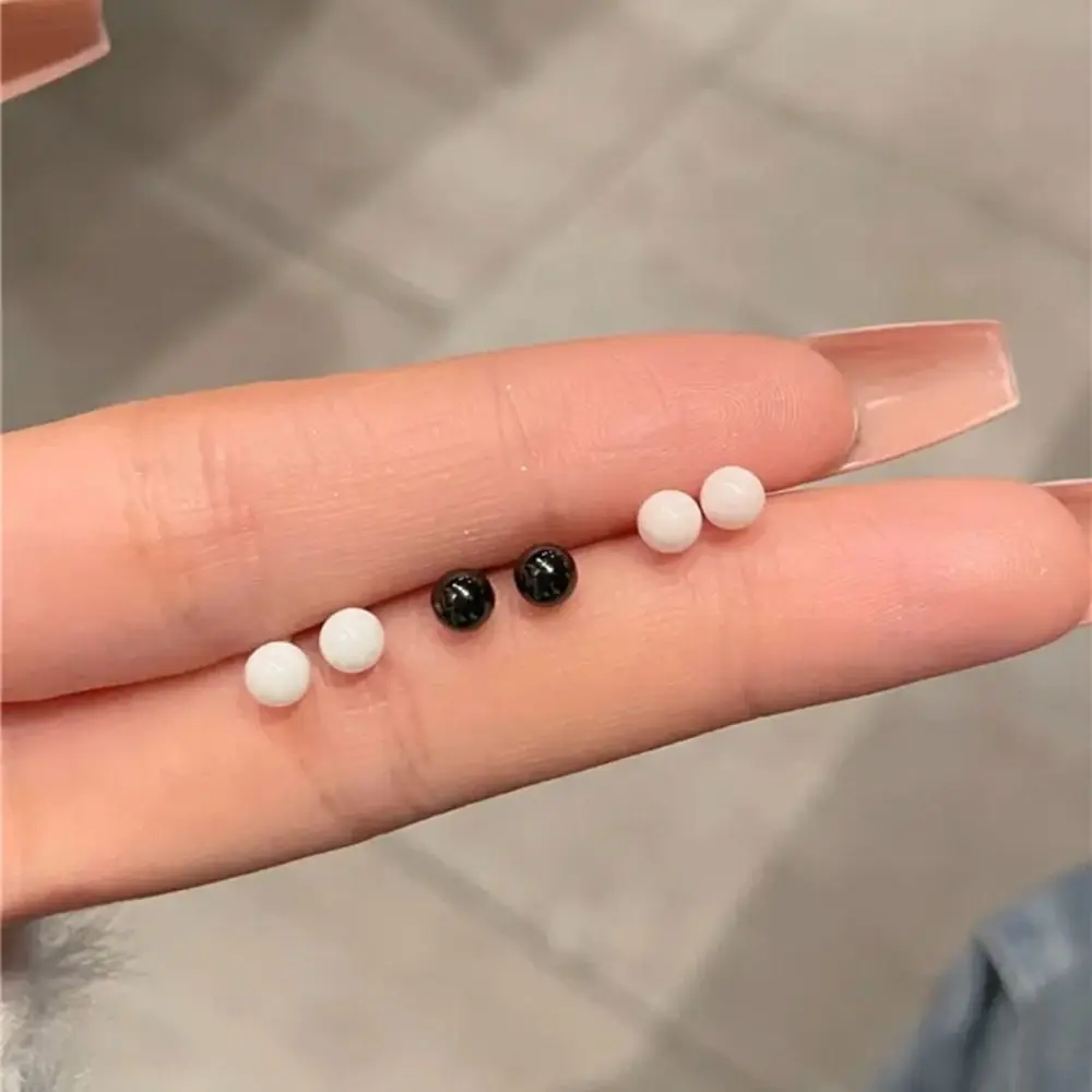 Fashion Design Cream Color Bead Earring Ceramics Geometric Beanie Stud Earring Mini Korean Style Round Bead Earrings Lady