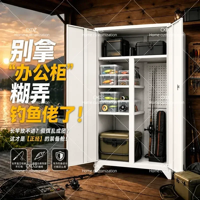Thickened Iron Storage Cabinet for Underground Garage Parking Space Large Capacity Moisture Proof Locked Fishing Gear Camping