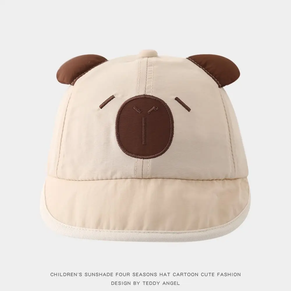 New Spring Summer Baby Bucket Hat Cute Capybara Soft Thin Newborn Bonnet Short Brim Boys Girls Sunscreen Hat Kids