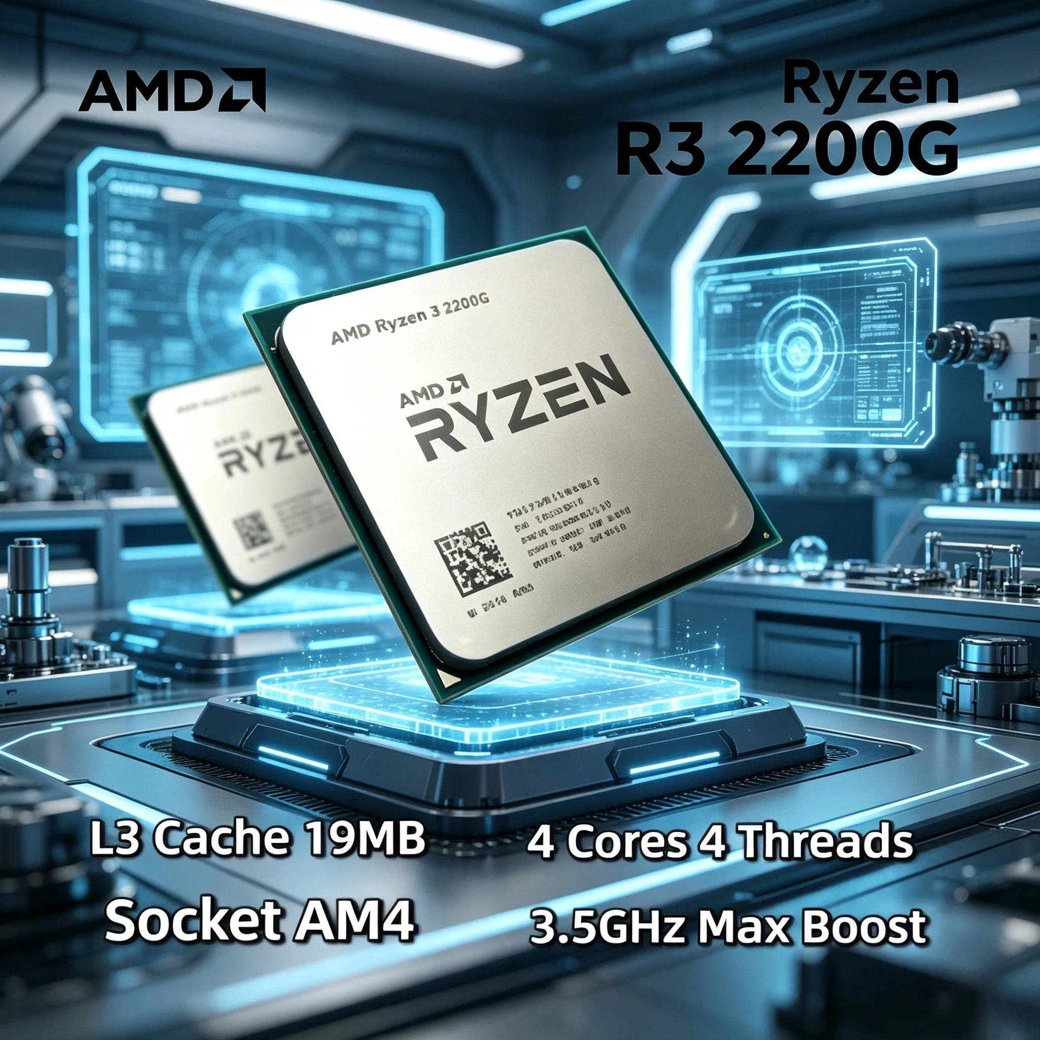 

AMD Ryzen 3 2200G R3 2200G 3.5GHz Base 3.7GHz Boost 4 Core 4 Thread CPU Processor Socket AM4 14nm Vega 8 Graphics Tray Max