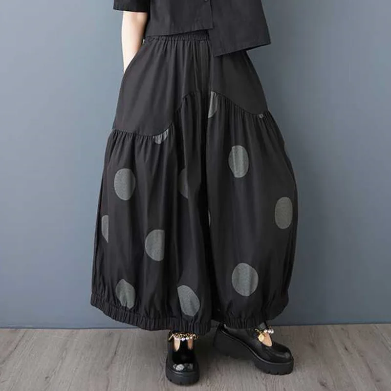 Spódnica damska HKSH na wiosnę i jesień, w kropki, z elastyczną talią, zapinana na zamek, plisowana, elegancka, szykowna, codzienna, oversize, model HK13769