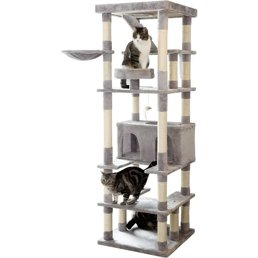 

74.8 inches Large Cat Tree with Sisal-Covered Scratching Posts & Condo,TallCat Tower Entertainment Playground Furniture for Cats