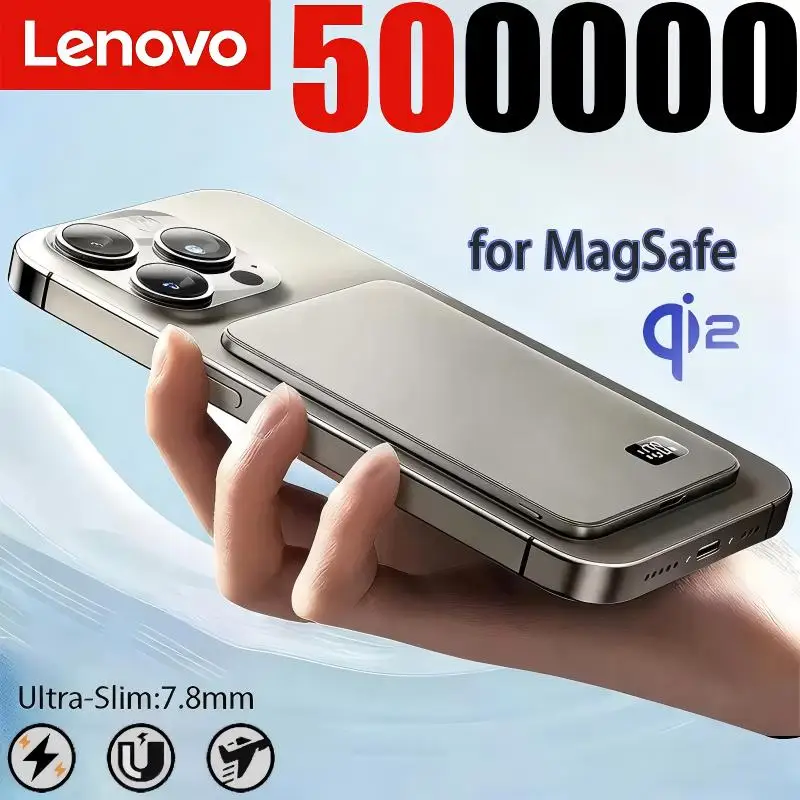 Lenovo 10000mAh Ultra Slim Magnetic Wireless Power Bank PD25W Super Fast Charging Portable External Battery For iPhone