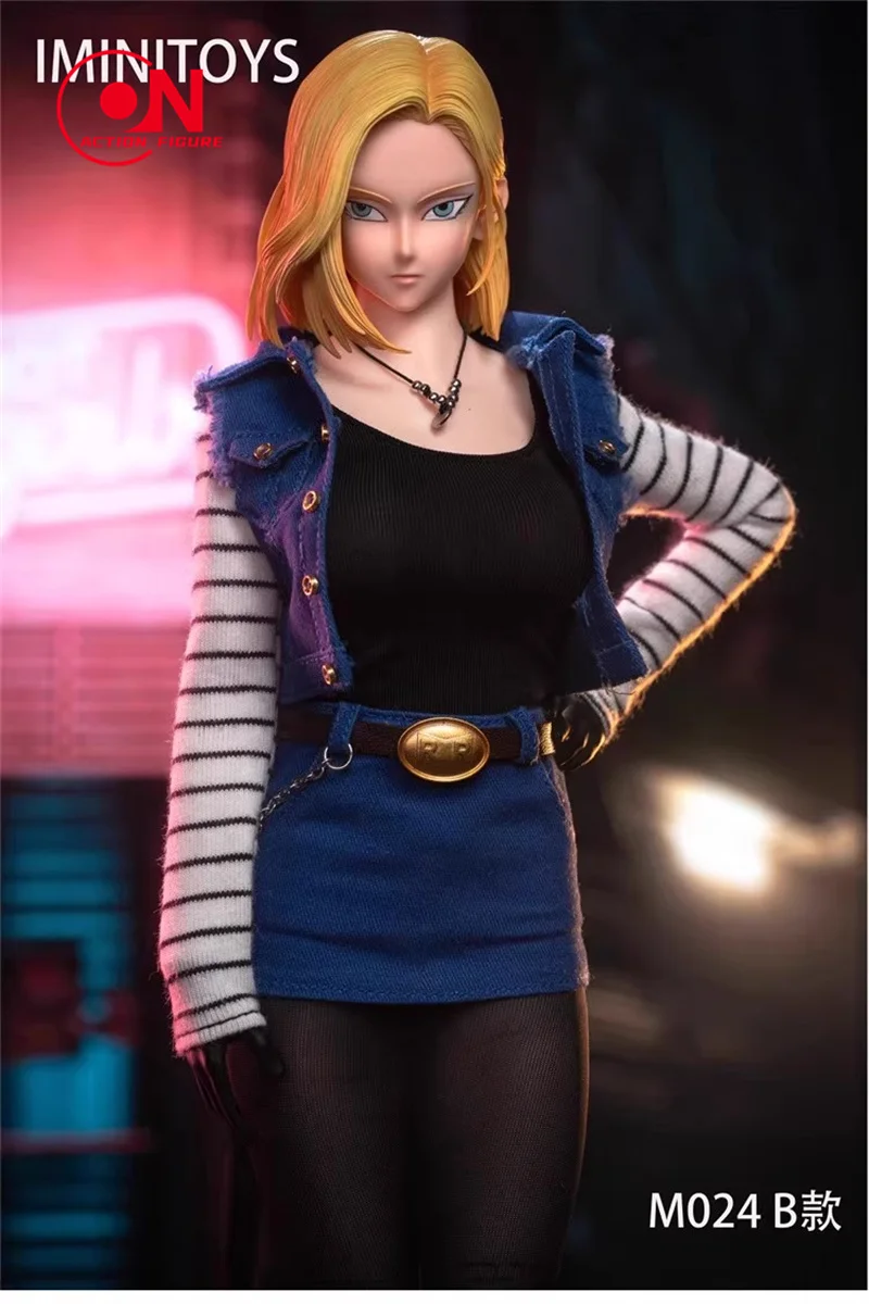 Iminitoys M024 1/6 Android No. 18 Girl Double Head Sculpts Costume Set Model Fit 12'' TBL S52A Female Soldier Action Figure Body