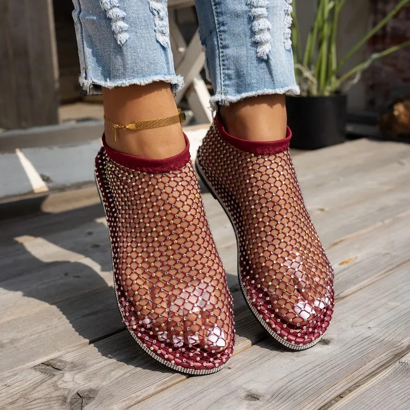 Summer New Style Fashion Round Toe Designer Flat Non-slip Loafers Outdoor Walking Comfortable Hollow Wear-resistant Flat Shoes
