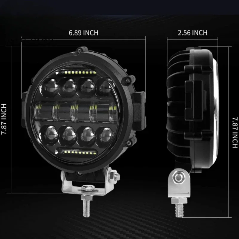 Novas luzes de condução LED de 7 polegadas com luzes diurnas, holofotes e lentes do para-choque dianteiro