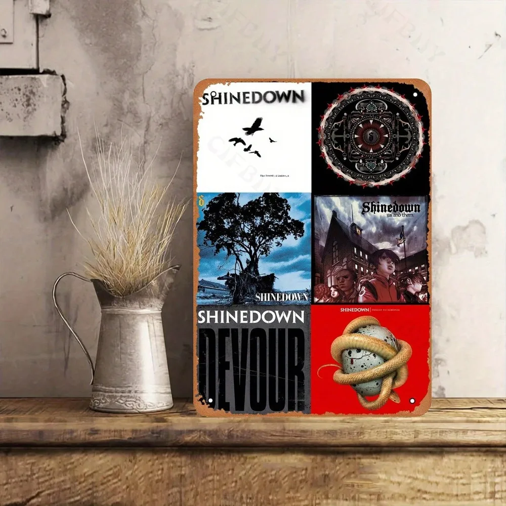 

Premium Band Metal Wall Art: Shinedown Iron Sign Set for Music Lovers Home Decor, Game Room Gift, Waterproof Outdoor Wall Sculpt