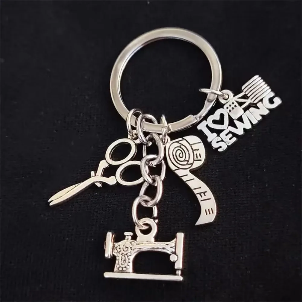 Niche iron, ruler, scissors, sewing machine alloy metal accessories keychain, no duplication