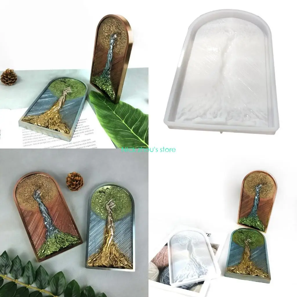 

E15E Diy Crystal Drop Gypsum Abrasive Woman Big Tree Jewelry Mold