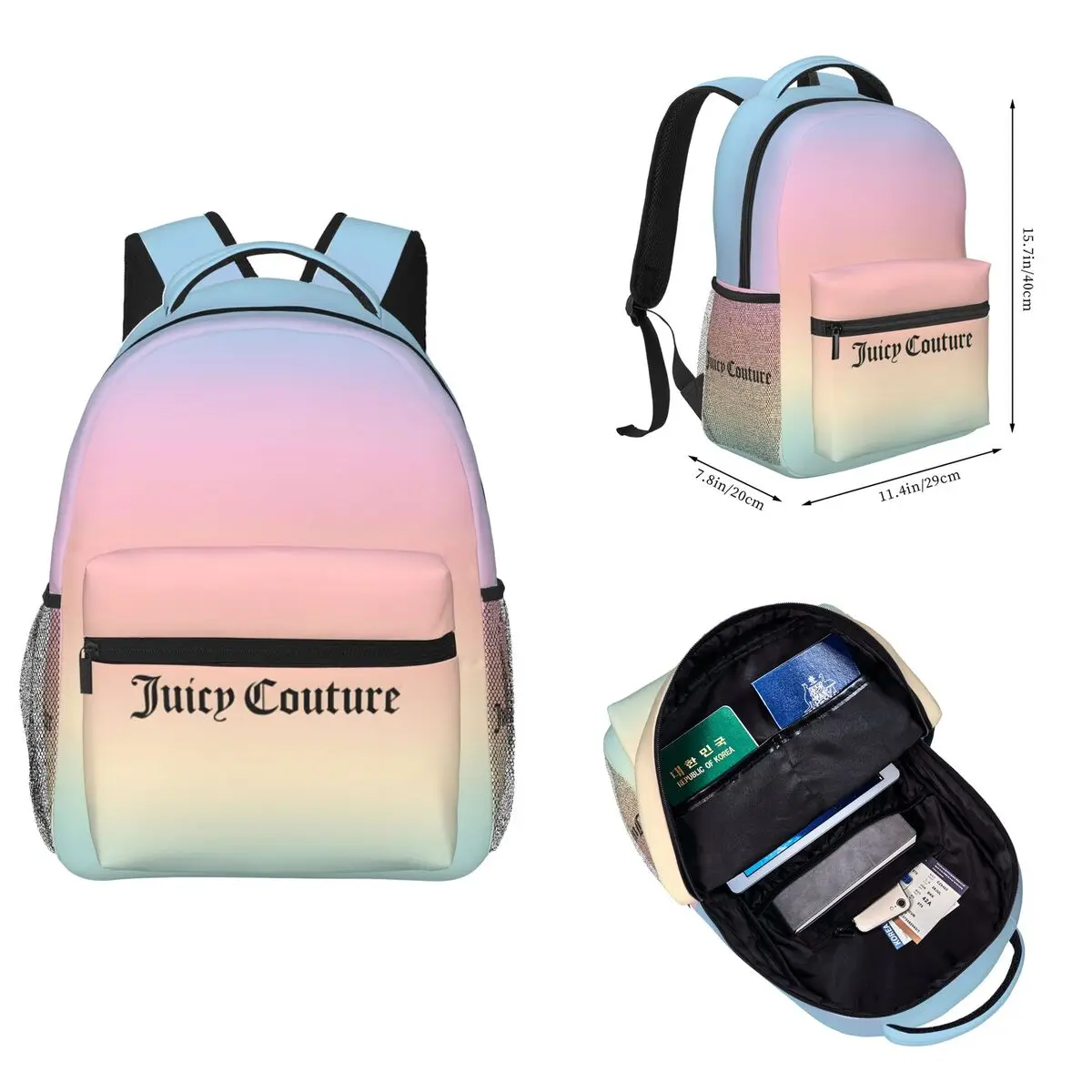 Juicy Couture Backpack Polyurethane Travel Daypack Adjustable Straps Juicy By Juicy Couture Faux Fur Luxadelic Black Adjustable  main image 3