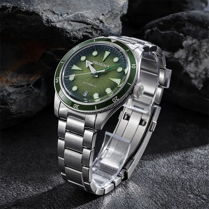 PROXIMA Men Automatic Watch 39MM Mechanical Wristwatch Diver 10ATM Luminous Sapphire Ceramic Bezel Miyota 9015 