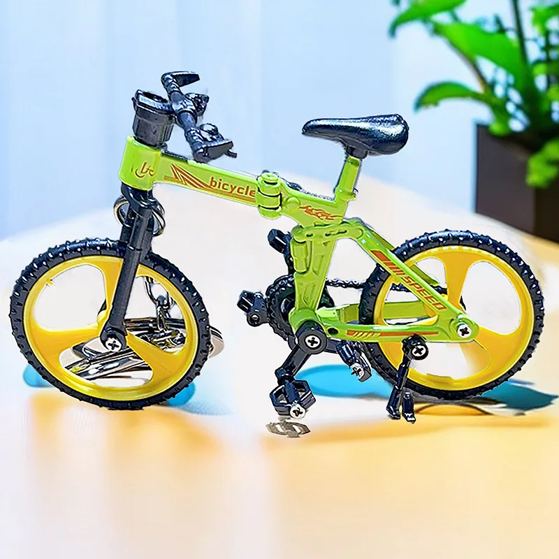 Mini llavero plegable creativo de aleación fundida a presión para niños, modelo de bicicleta de montaña, juguetes para niños, regalos de colección fundidos a presión