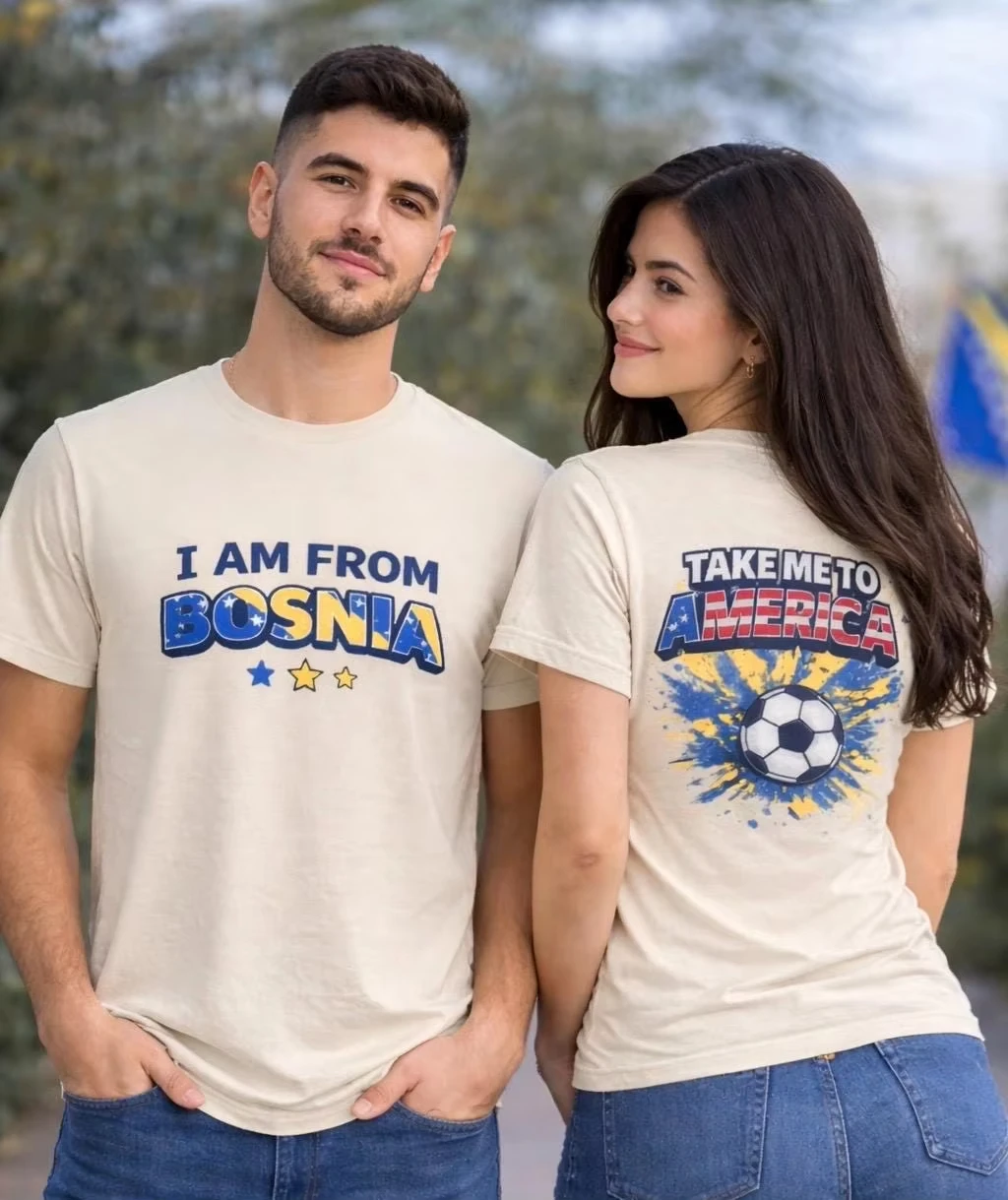 Bosnia Soccer Fan Shirt I Am From Bosnia Take Me To America Tee 2026 Summer Men Women Cotton Oversized Y2K Breathable T-shirt