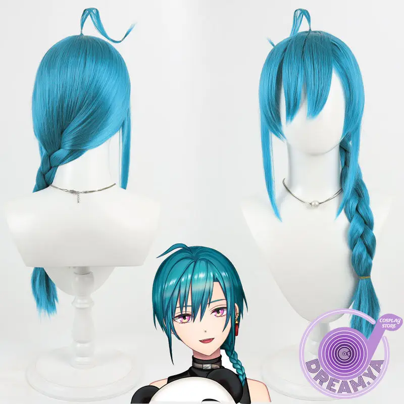 

Ryushen Cosplay Wig Vtuber Blue Braided 60cm Heat Resistant Synthetic Hair Halloween Party Role Play Carnival + Free Wig Cap