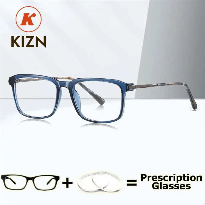 

KIZN Prescription Glasses Spring Hinge Myopia Recipe Clear Lenses Transition Multifocal Progressive Eyeglass Square Reading Glas