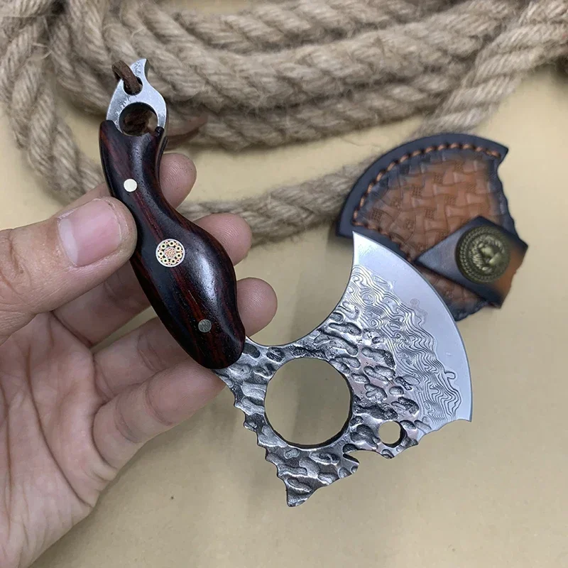 

Multifunctional Mini Redwood Handle Axe Convenient for Classic Damascus Hand Forging Household Outdoor Hand EDC Tool