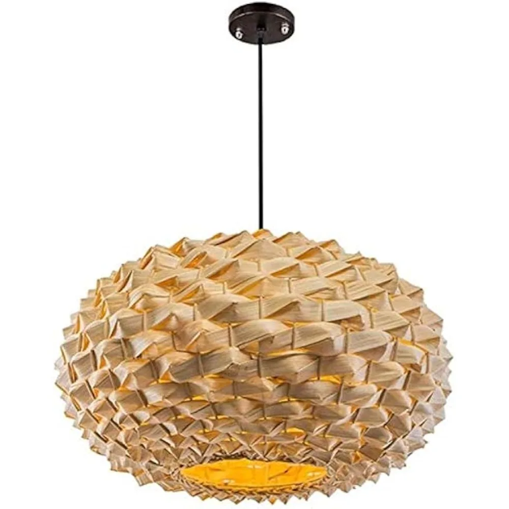 

35cm Retro Bamboo Woven Pineapple Ceiling Lantern DIY Wicker Rattan Light Living Room Bedroom Dining Tea House E27 Pendant Lamp