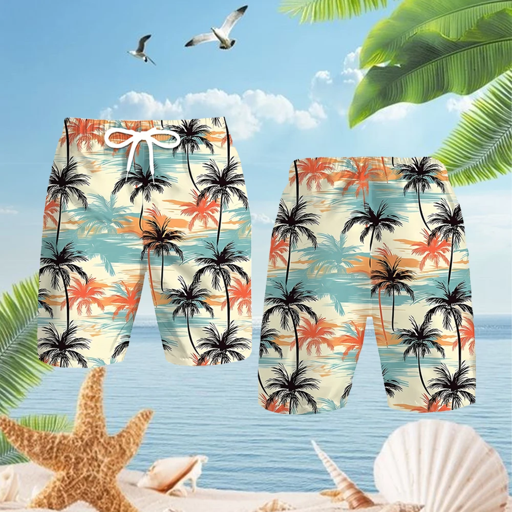 

Sunset Coconut Tree Print Beach Shorts Vacation Leisure Fashion Men's Surf Shorts Summer Breathable Quick-drying Swimming Pants