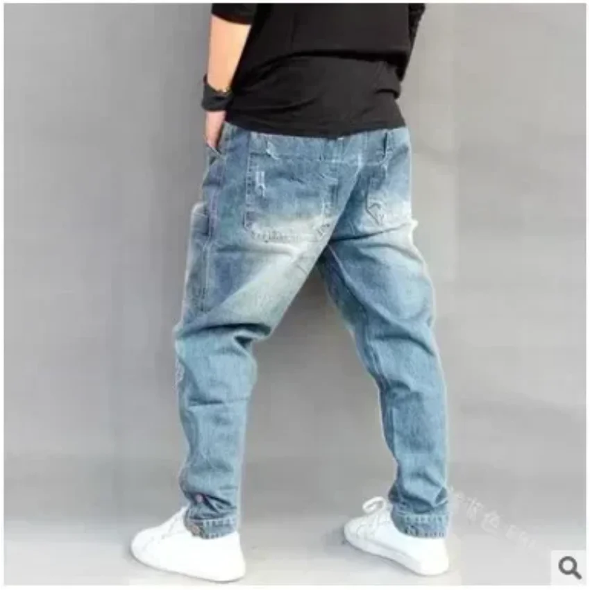 Jeans Heren Hip Hop Streetwear Denim Broek Zakken Losse Rits Mid Taille Broek 2025, Vintage Denims