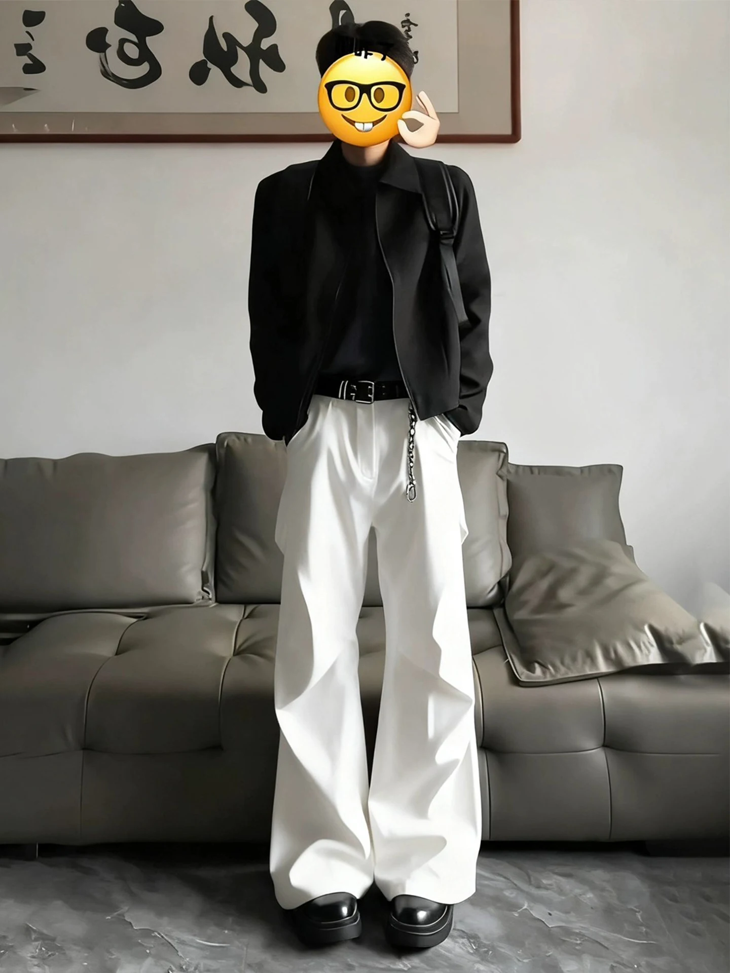 

Мужские белые плиссированные брюки Cleanfit прямого кроя, повседневные, в американском стиле, с эффектом драпировки, слегка расклешенные, OOTD, модная трикотажная одежда