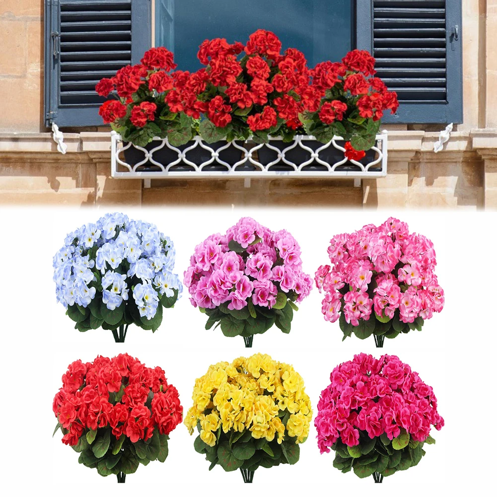 1 pièce de plante artificielle en soie, fleur de bégonia, simulation de géranium, fleur en soie pour la maison, décoration florale DIY pour Noël, mariage, fête