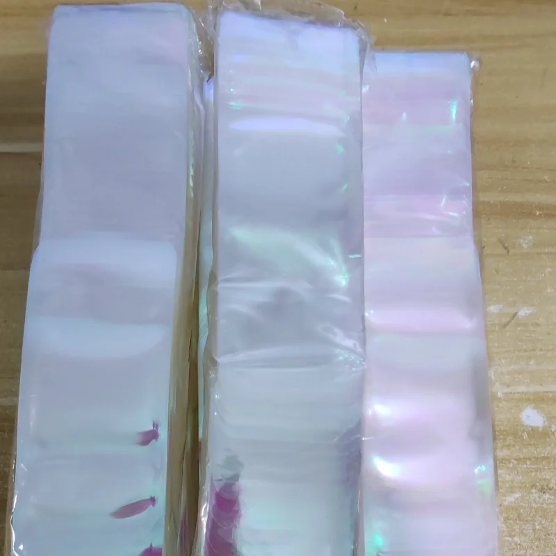 

100PCS Flat Resealable Hologram Iridescent Zip Lock Packaging Bag DIY Laser Makeup Watch Data Lines Snack Candy Spoon Pouches