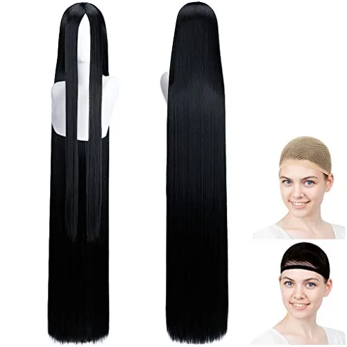 

CaseEden Косплей Парик Супер длинные 150 см термостойкие черные волосы Включает