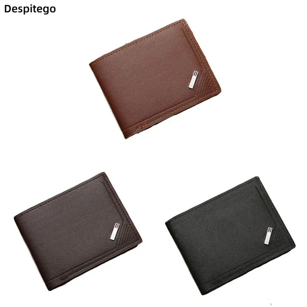 

Men's Short Wallet Youth Fashion Thin Multi Card Large Capacity Business Soft PU Leather Money Bag