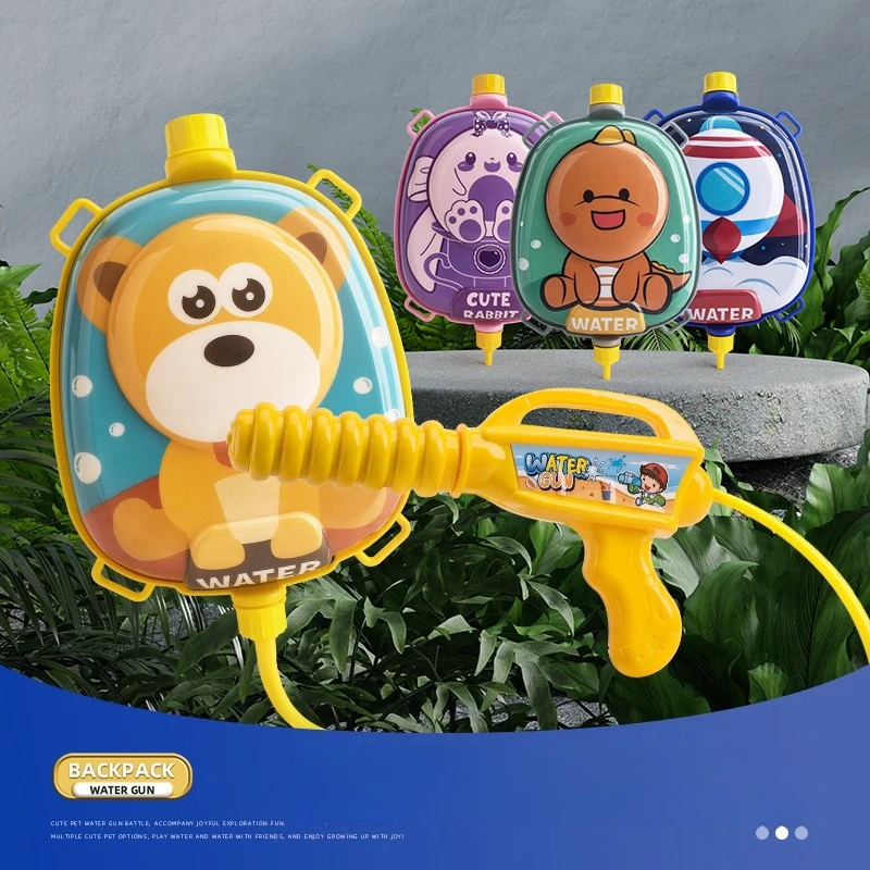1000ML Cartoon Wasser Pistolen Spielzeug für Sommer Kinder Rucksack Watergun Spielzeug kinder Outdoor Strand Wasser Kampf Spiel spielzeug