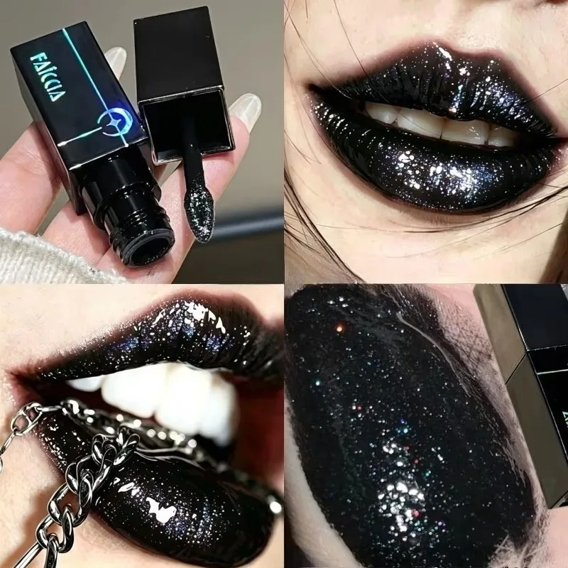 Dark Gothic Punk Lip Mousse Lip Gloss, Blood Red & Red Brown Matte Lipstick, Waterproof Non-Transfer Lip Tint, Ideal Lip Cosmeti