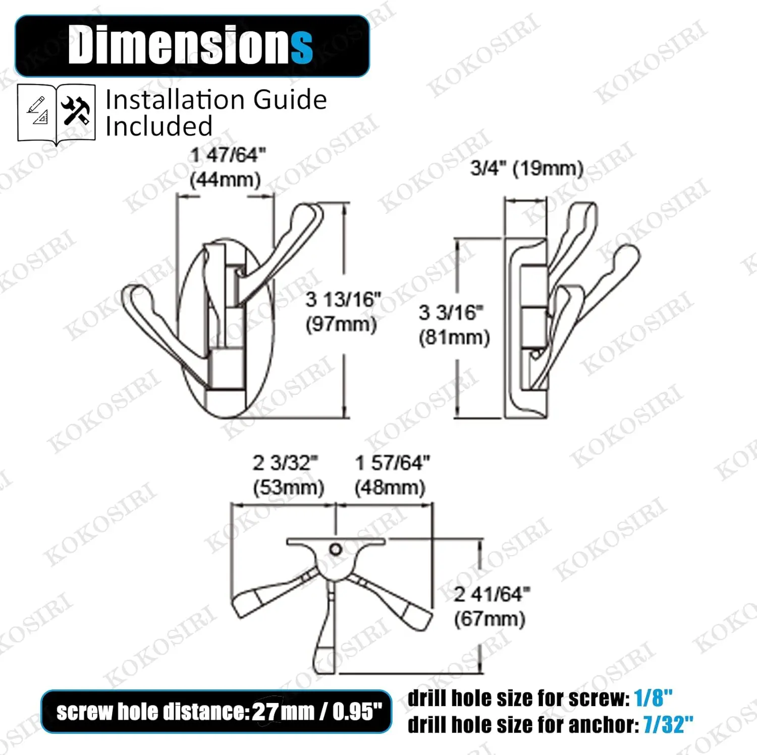 Swivel   Metal Foldable Towel  with Multi Three Rotating Arms  Arm Triple Robe  Hanger, Wall Mounted, Polished Chrome, B1009CH-P