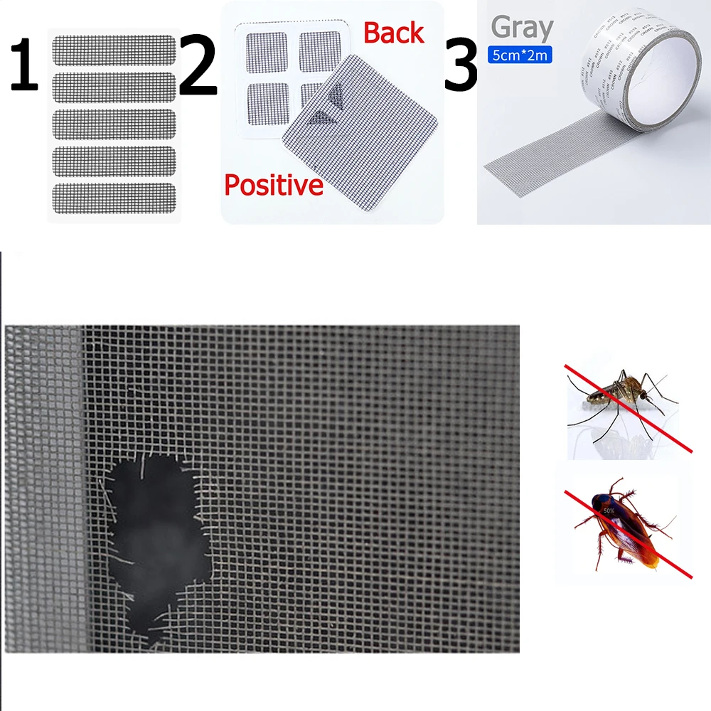 Window Net 25/ 5Pcs Mosquito Insect Fly Indoor Mesh Sticky Patch Repair Tape Screen Window Door Mosquito Netting Patch Repair
