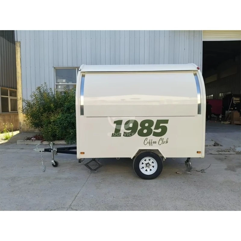 Lightweight Portable Mini Food Cart Customized as Coffee Kiosk and Ice Cream Trailer, All-in-one Mobile Unit Customized