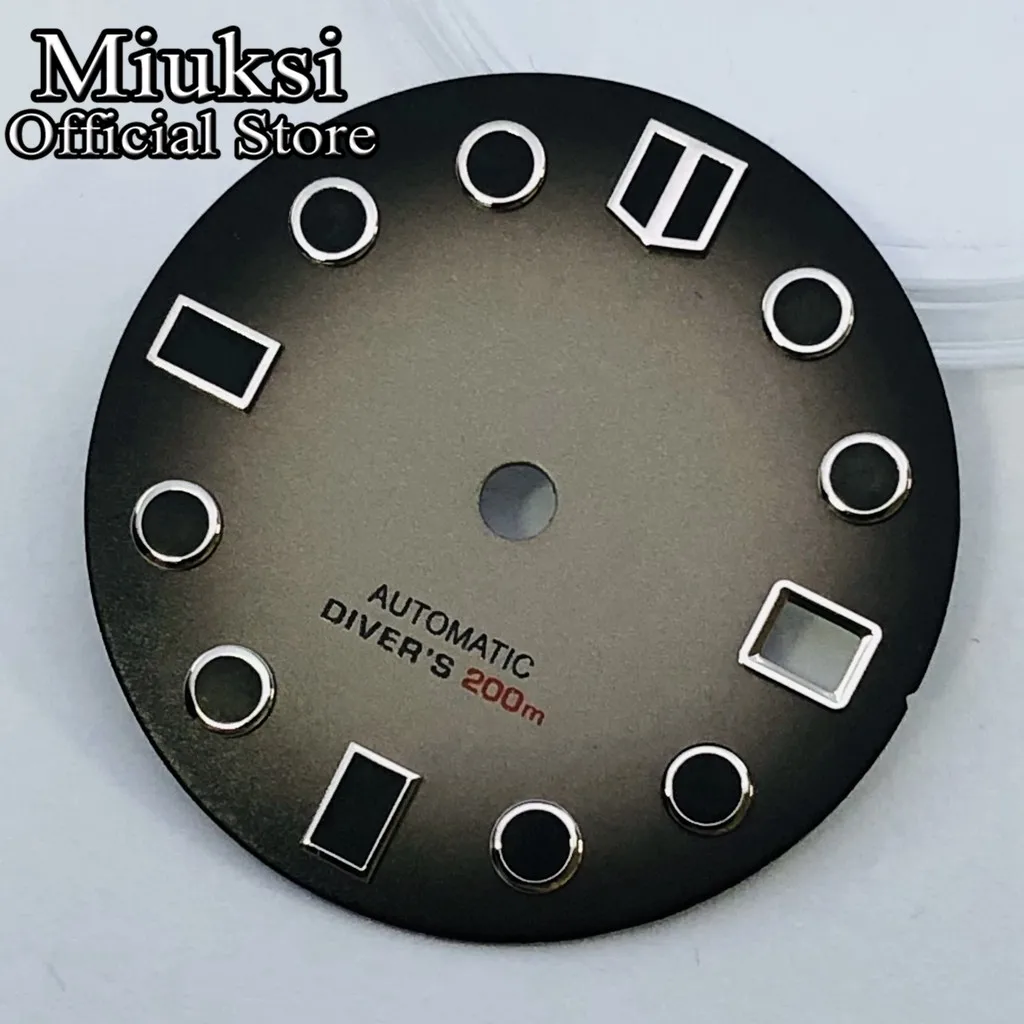 Miuksi 28.5mm sterile dial black white watch dial fit NH35 movement fit 3 o\'clock crown 3.8 o\'clock crown