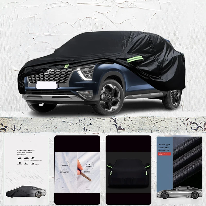 For hyundai creta Car cover Exterior Car Cover Outdoor Protection Full Car Covers Waterproof Sunshade Anti UV Snow Cover Black