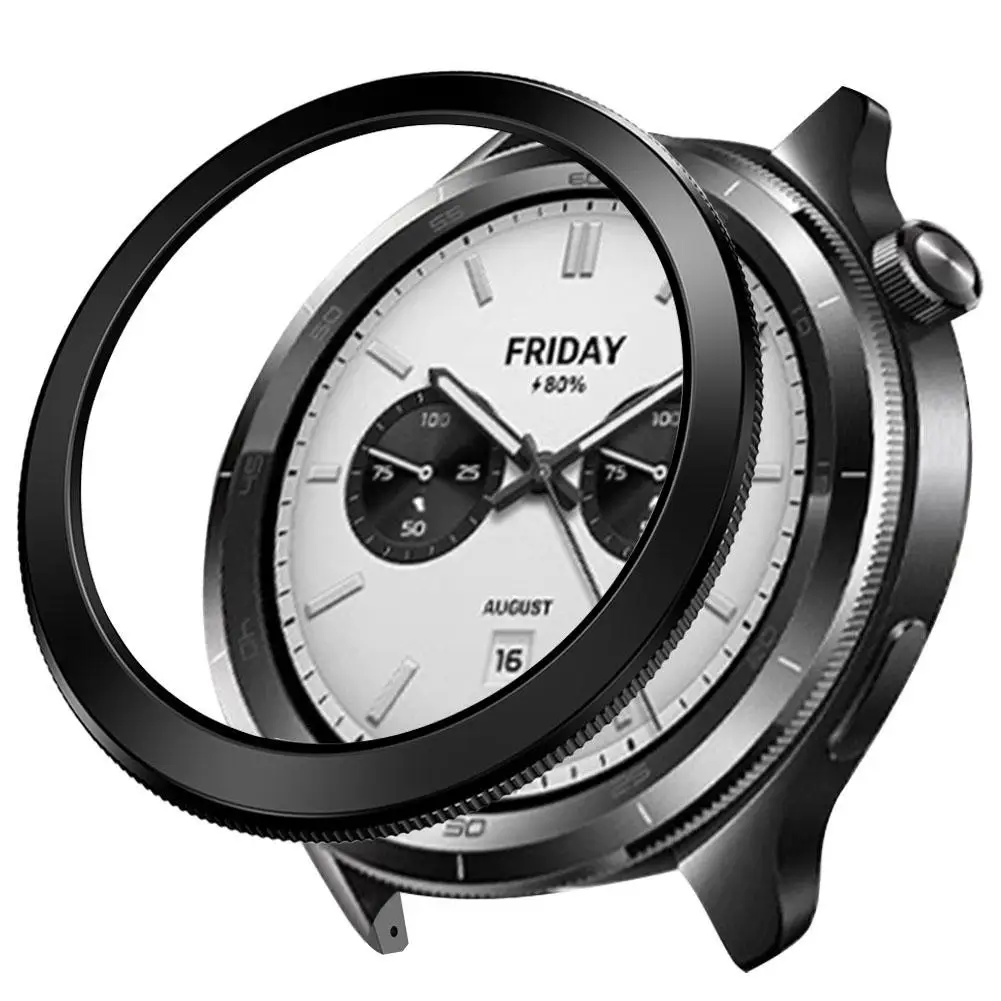 لساعة Xiaomi S4/S3 إطار كمبيوتر بسيط بديل لساعة Mi Watch S4، غطاء حماية أسود/فضي
