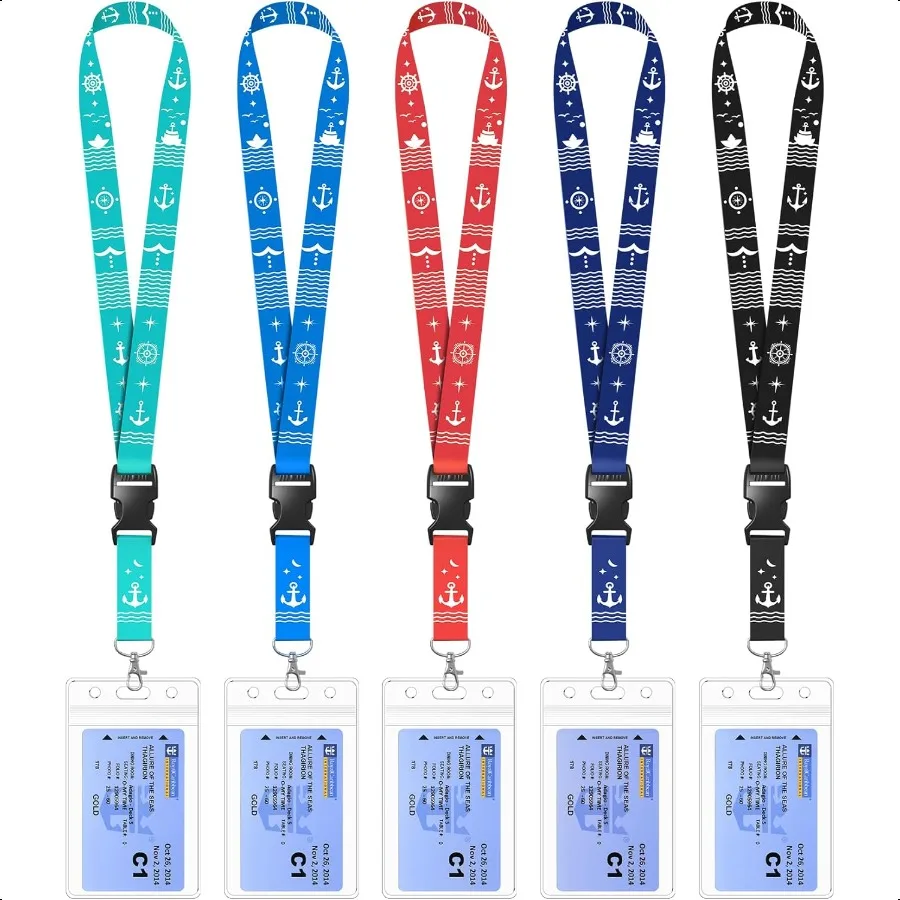 

5 Pack Lanyard with Waterproof ID Badge Holders for Cruise Ship Cards entials for Royal Caribbean Carnival NCL Cruise 2025 Mix